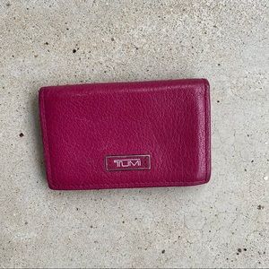 TUMI pink card holder wallet leather
